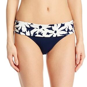 Anne Cole NWT Women  Floral Fold-over Navy White Bikini Bottom XS